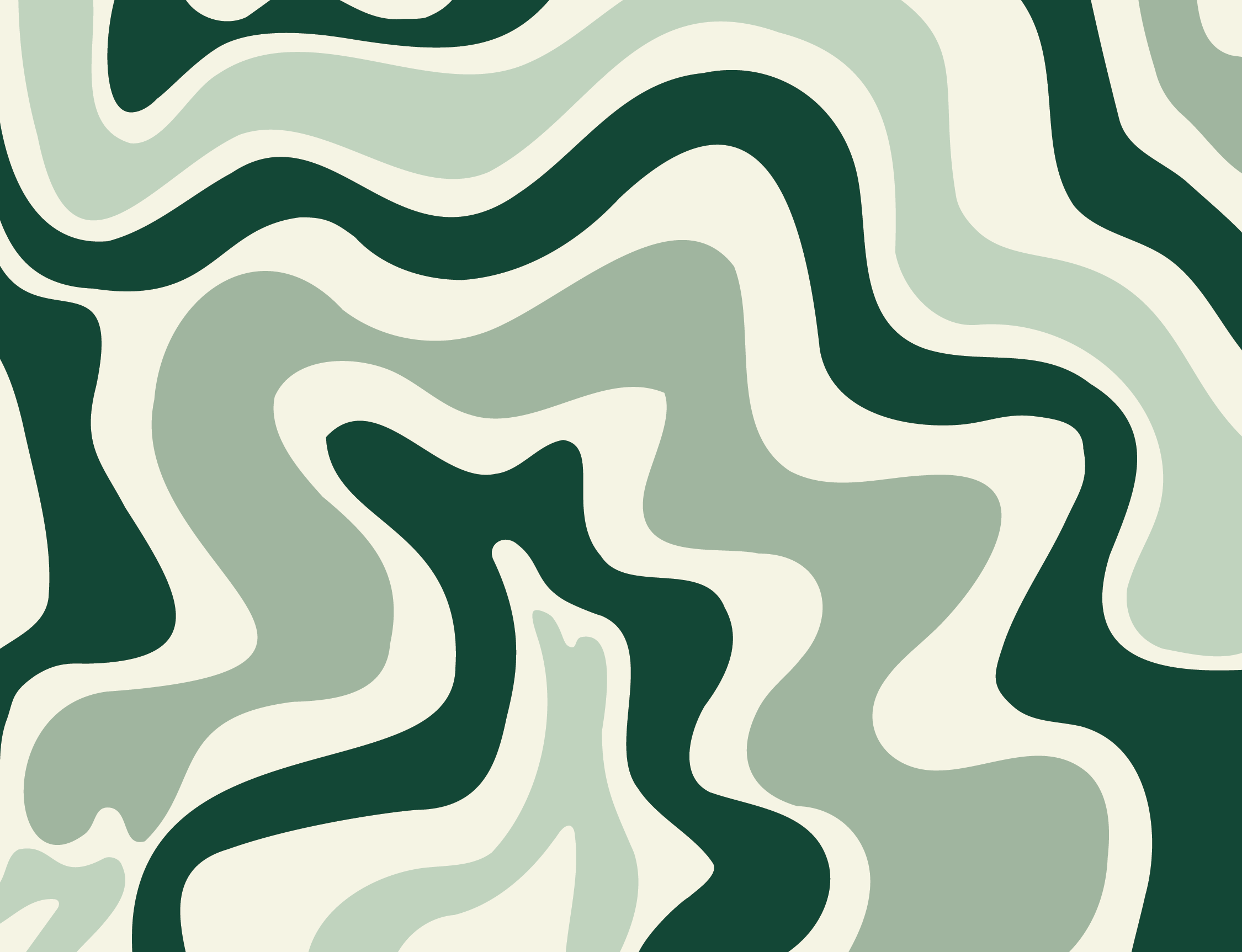 3 different shades of green and 1 shade of brown swirling around in an abstract design